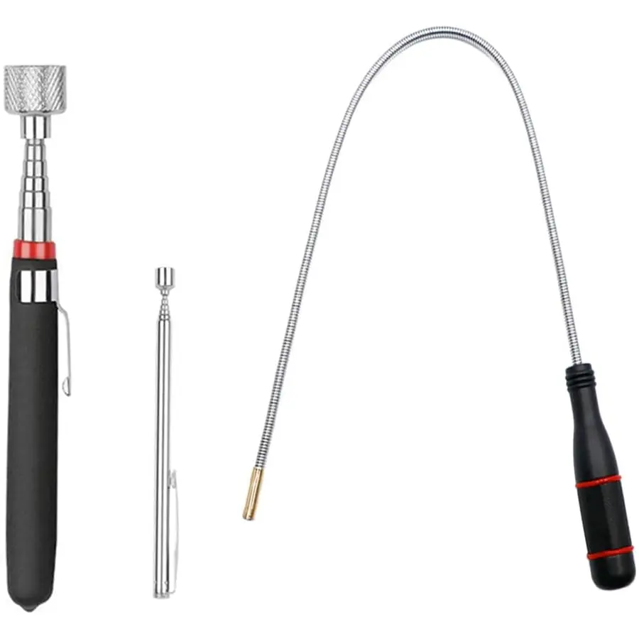 3 Pack Telescoping Magnet Pick-up Tool Set - Retrieving Telescoping Magnet Pickup Tools，Extendable Magnetic Pick Up Tools，Bendable Spring Magnet Stick，Hand Tools