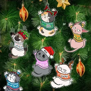 [NEW] Personalized Cat Christmas Ornament, Funny Custom Cats Ornament, Hanging Cat Ornament, Custom Pets