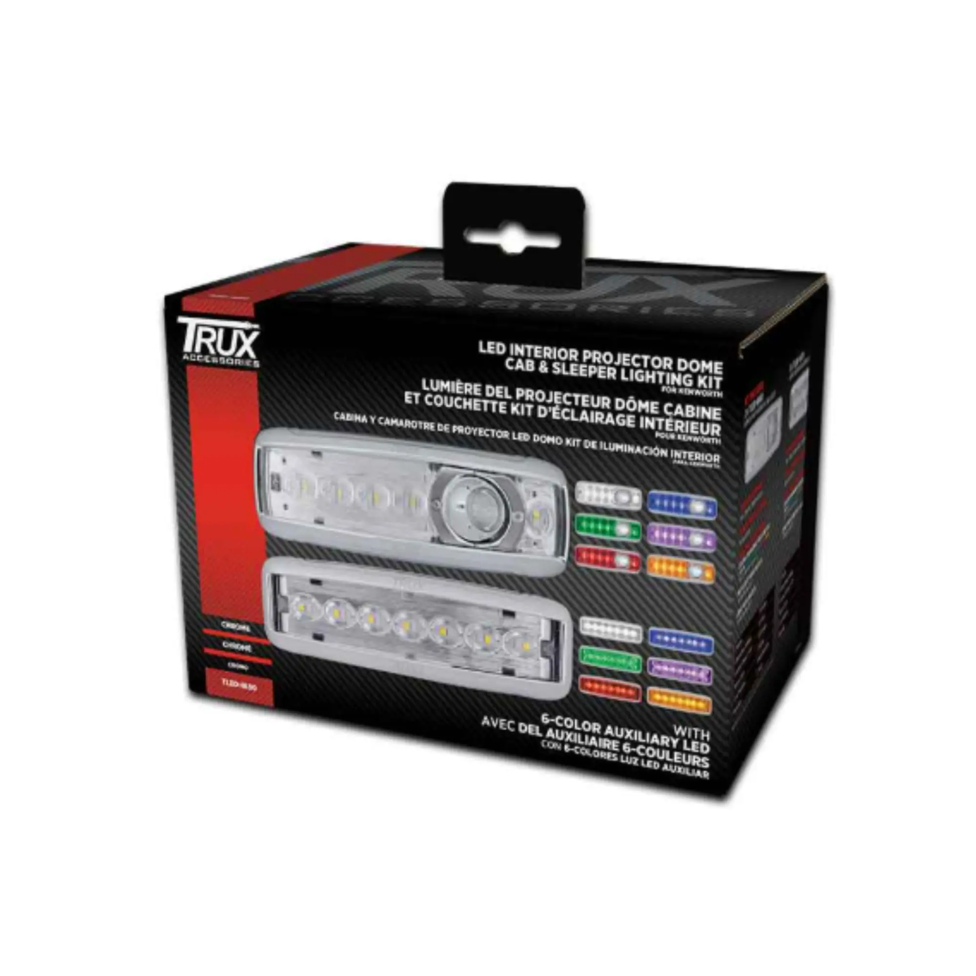 Trux Accessories LED Interior Projector Dome Lighting Kit - 7-Color, Polycarbonate, TLED-IK80, 3 TLED-IK70 Lights for Kenworth Cab & Sleeper (None Feature Included)