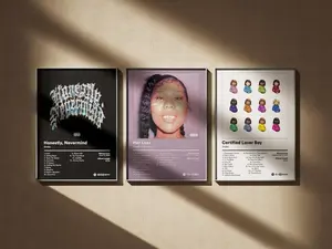 Drake Poster 3 Pack (Full Discography) - Minimal Digital Art Prints - Album Cover Wall Decor Set #2 Frames Glossy