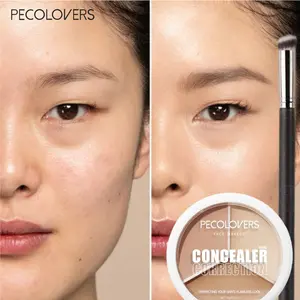 2PCS/Set Concealer And Concealer Brush Set with Three Shades - Waterproof, Long-Lasting, Buildable Radiant Coverage for Redness, And Dark Circles - Beauty Makeup Tools