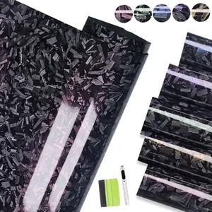 Double Gradient Colors,Car Wrap Tint Film,Forged Carbon Fiber Vinyl Wrap With Wrap Cutting Tools , High Gloss Self Adhesive Car Wrap Vinyl Roll, DIY Decal Auto Vehicle Film Sheet with Air Release Technology - 1ft x 5ft