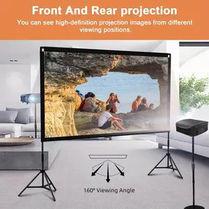 The Ultimate Portable Big Screen! 100/120 Inch 4K Projector Screen with Stand. Foldable, Anti-Wrinkle, 16:9 for Camping, Home Cinema, Parties. Big Screen, Anywhere!