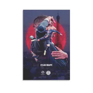 Football Sports Kylian Mbappe Poster Picture Art Print on Canvas Home Room Decor Mural