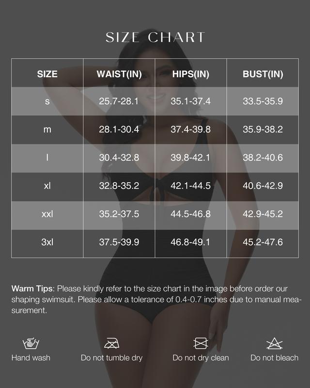 SHAPSHE Women's Tummy Control Swimsuit One Piece Slimming Bathing Suit Cutout Tie Knot Front Push Up Swimwear