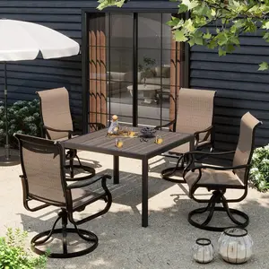 Amopatio Patio Swivel Chairs Sets, Outdoor Rocker Dining Chairs with Textilene High Back&Metal Frame for Family/Garden/Backyard/Deck/Porch