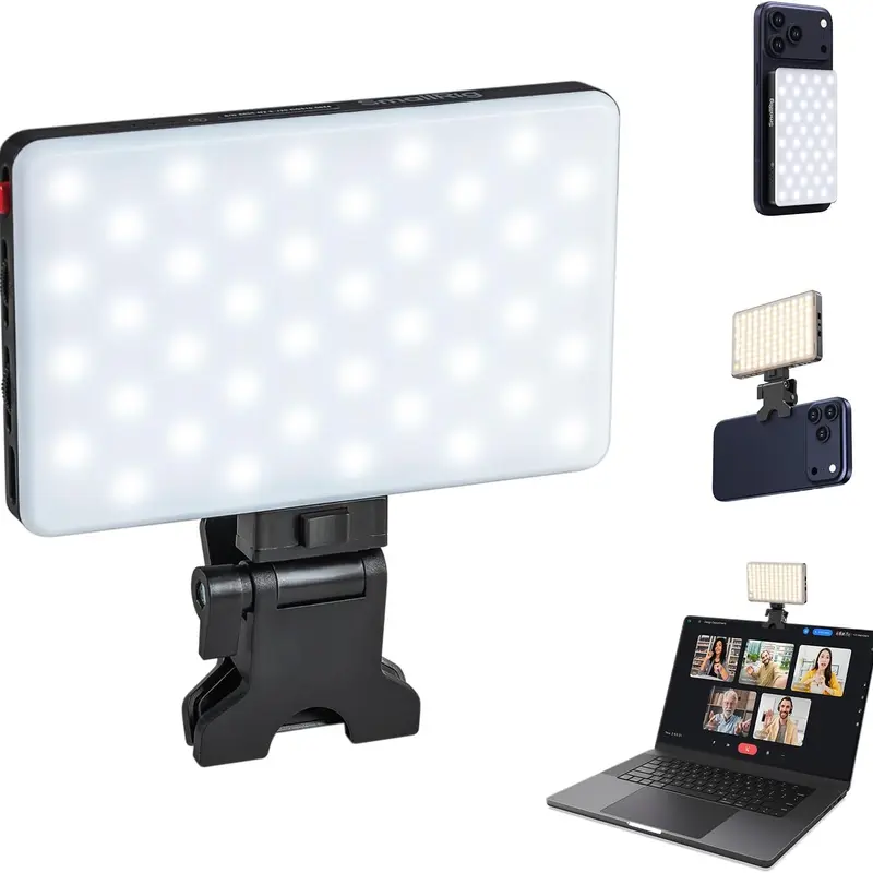 SmallRig M3 Magnetic Durable Polycarbonate Selfie Accessory for Cellphone/Camera, 120 LED Clip-On, 2000mAh Rechargeable, Adjustable Light Modes 2700K-6500K Easy-Install Portable Tool for Content Creators-5505/5640