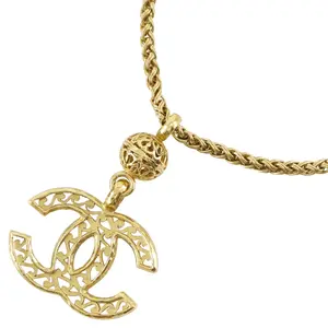 Pre-owned CHANEL Stainless Small Leather Goods Coco Mark Necklace