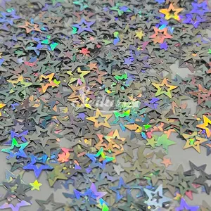 Silver Retro Stars Shape Glitter - Silver Glitter