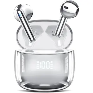 Wireless Earbuds, Bluetooth Headphones 48H Playtime Ear Buds with LED Power Display, IPX7 Waterproof Bluetooth 5.4 Earphones in-Ear Earbuds with 4 Mic for Android iOS Cell Phone Laptop, Silver