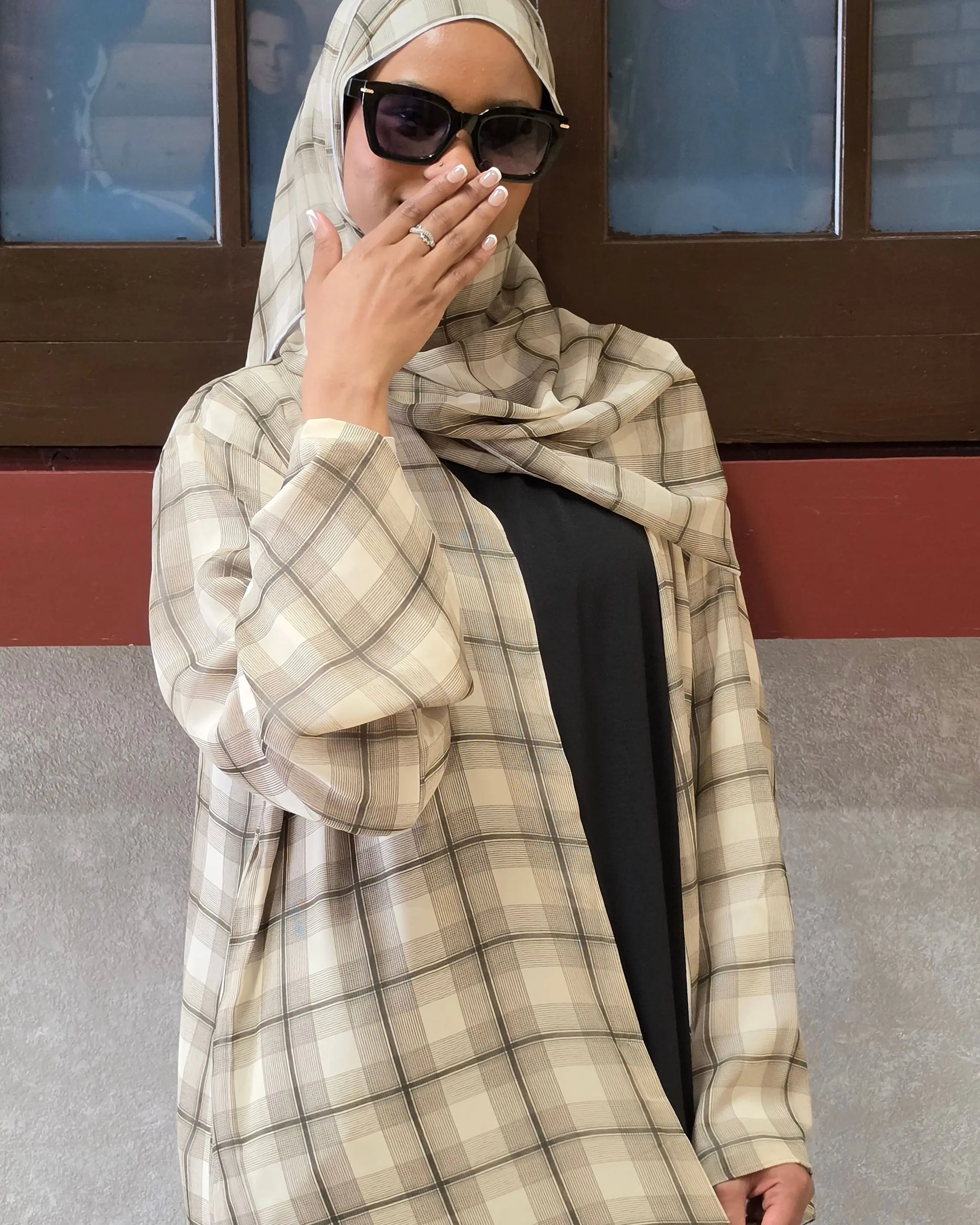 Muneera Double Chiffon Open Abaya with Matching Hijab