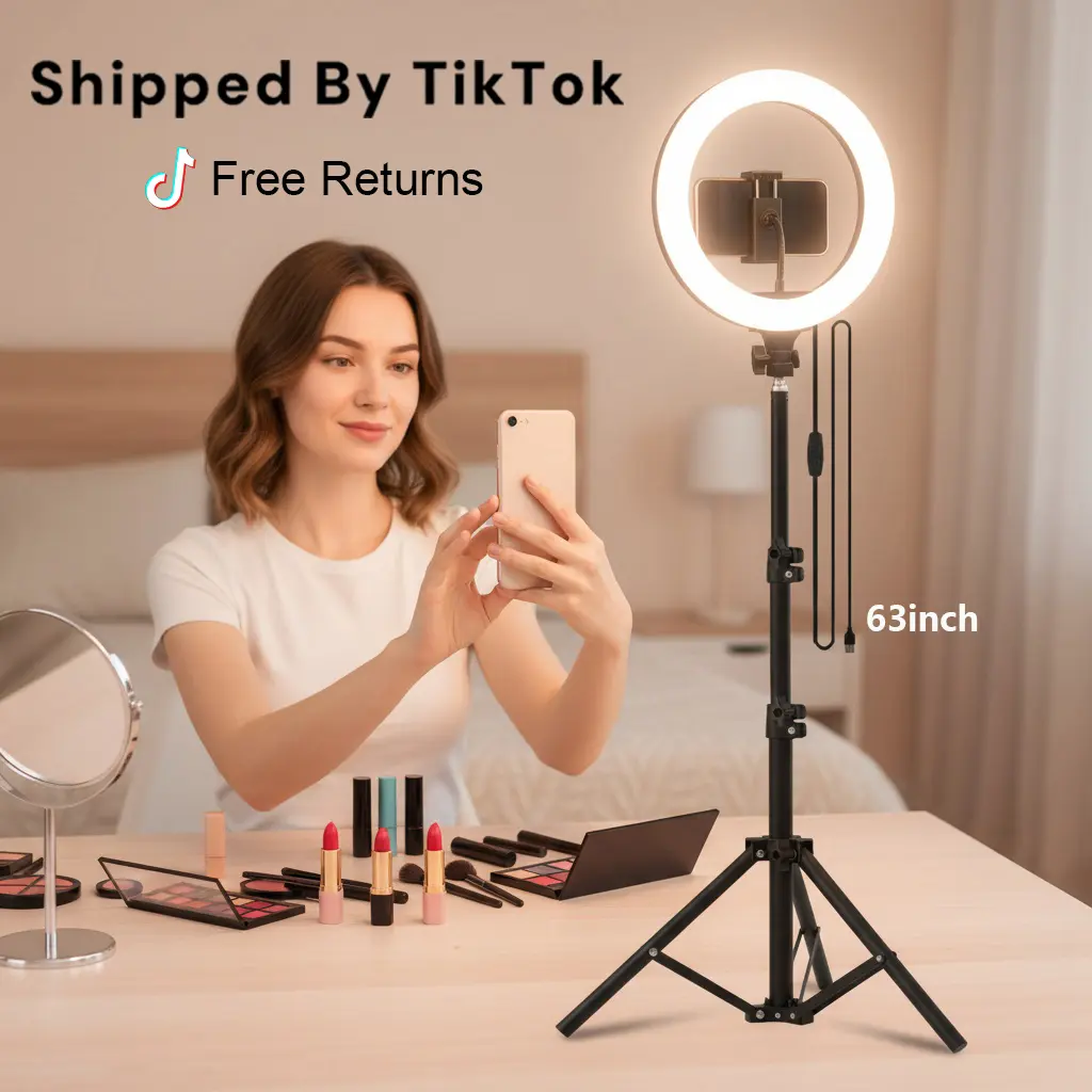 10" Professional LED Ring Light With Stand And Phone Holder | 62.9" Tripod For IPhone, Video Recording, Make Up, Streaming video  lighting selfie gadget Video light with tripod light for videos