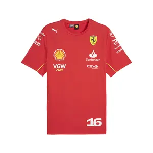 PUMA Mens Scuderia Ferrari Leclerc Logo Crew Neck Short Sleeve Casual Tops Casual - Red