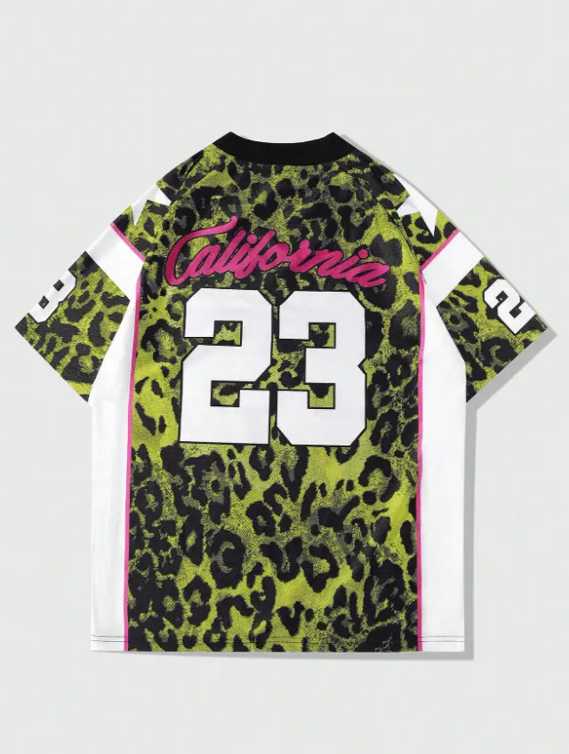 ROMWE MEN Prep Men's Hockey Jersey Short Sleeve Letter & Number Graphic T-Shirt Sports Summer