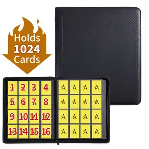 1000-Plus Pocket Trading Card Binder, 16-Pocket Ringless Card Binder Album Folder - Premium Side-Loading Zipper Binder, for Collectible Cards, TCG, Sports, Game Trading Cards - Black