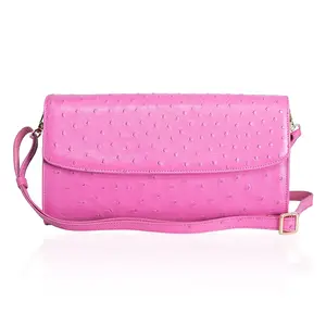Grand Pelle Genuine Ostrich Leather Crossbody Clutch Bag