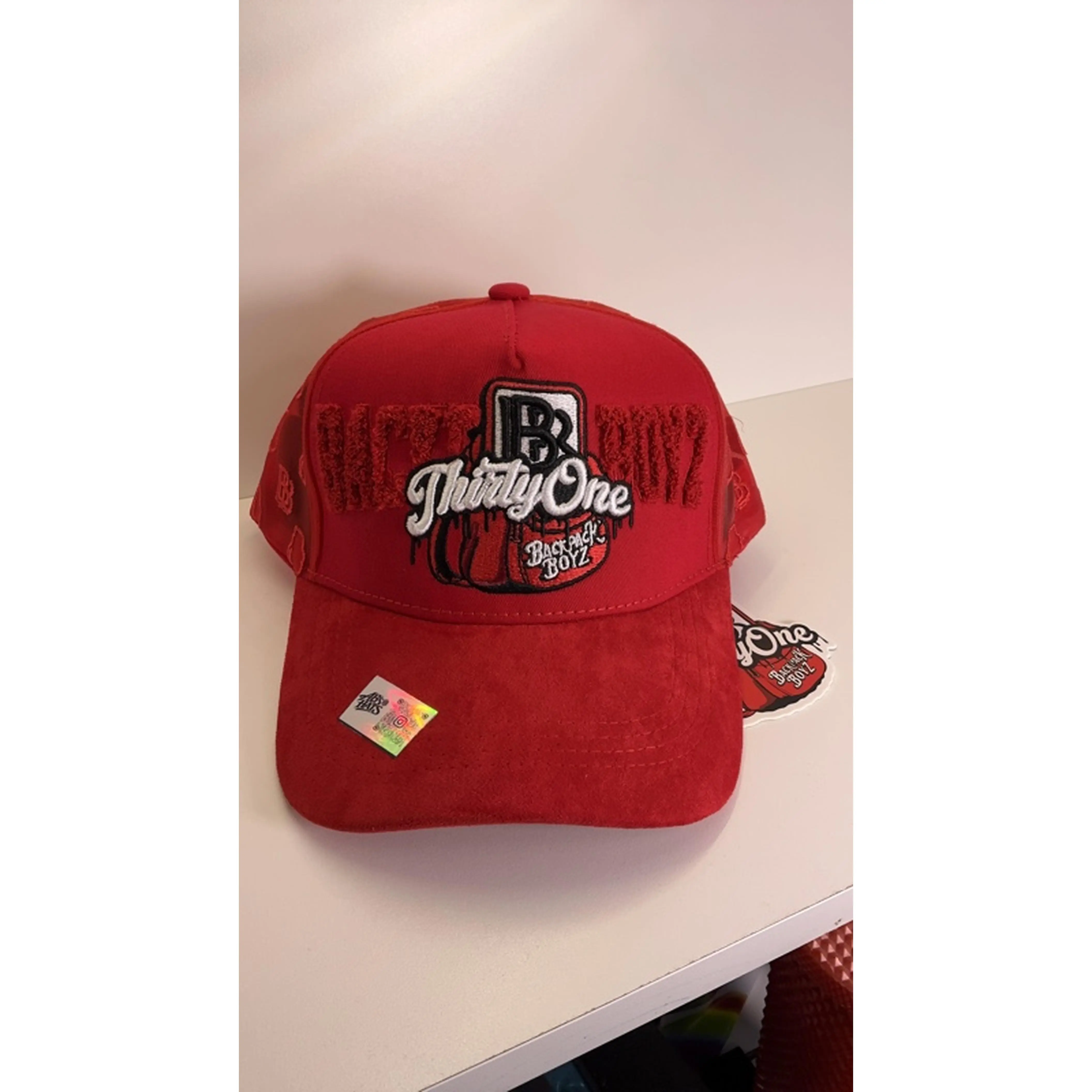 Thirty One Baseball Boyz Red Cap with Embroidered Logo and Adjustable Strap