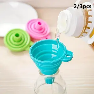 Collapsible Silicone Funnels, Portable Foldable Kitchen Funnels with Random Color Assortment, Durable Silicone Material for Transferring Liquids, Oils, Powders & Spices – Ideal for Home Kitchen, Travel & Camping Use