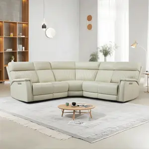 【8 Packages Shipping】5-Seater Genuine Leather Triple Power Reclining sofa