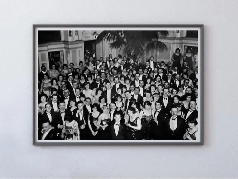 The Shining Overlook Hotel Poster, Dinner Ball Party, Black and White, Vintage Photo Print, Jack Nicholson