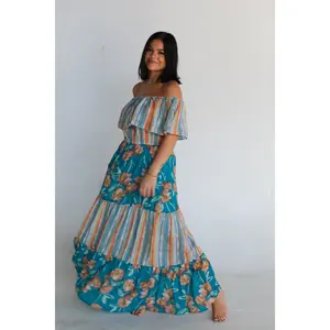 Let Me Know Maxi Dress: Blue/Multi