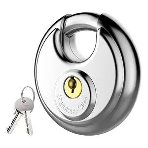 Stainless Steel Disc Lock with 2 Keys, Outdoor Waterproof Storage Lock, Security Lock for Storage Locker, Shed, Gate, Fence, Keyed Padlock for Home, Office, Dormitory