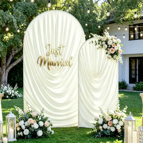 6FT+7.2FT Ruched Arch Backdrop Cover, 2 Piece or 3 piece Stretchy Curved Arch Cover for BabyShower, Wedding Ceremony, Birthday Party, Photo Booth & Event Decorationsfall homedecor for happy christmas friendsgiving,christmas decoration(Stand not included)
