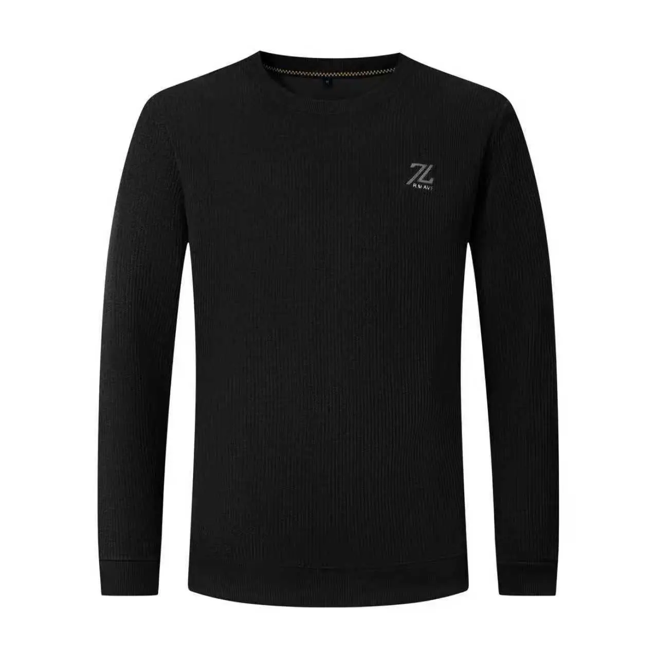 Men's mid-thick crew neck jacquard long-sleeve sweatshirt for spring and autumn, polyester elastic fabric, machine washable or hand washable, suitable for outdoor sports, fitness, travel, etc. Tops
