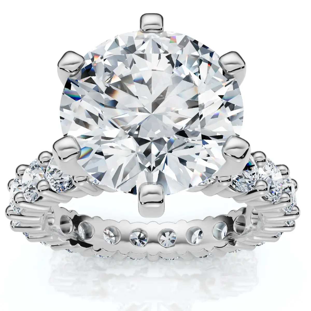 Certified 5 1/2Ct Diamond Eternity Engagement Ring 14k White Gold Lab Grown