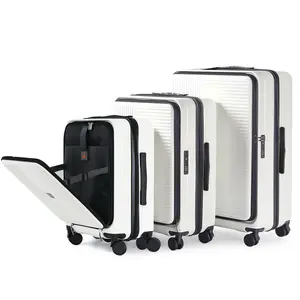 Brand new expandable silent luggage set, with 360 ° silent wheels for a large front flip space, and TSA lock luggage (20 "/24"/28 inches),White
