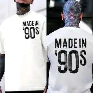 Throwback 90s Retro Letter Graphic Tee (Viral) Double-Sided Statement Shirt Unisex Cotton Crew Neck Casual Streetwear Daily Outfit Gift for Friends