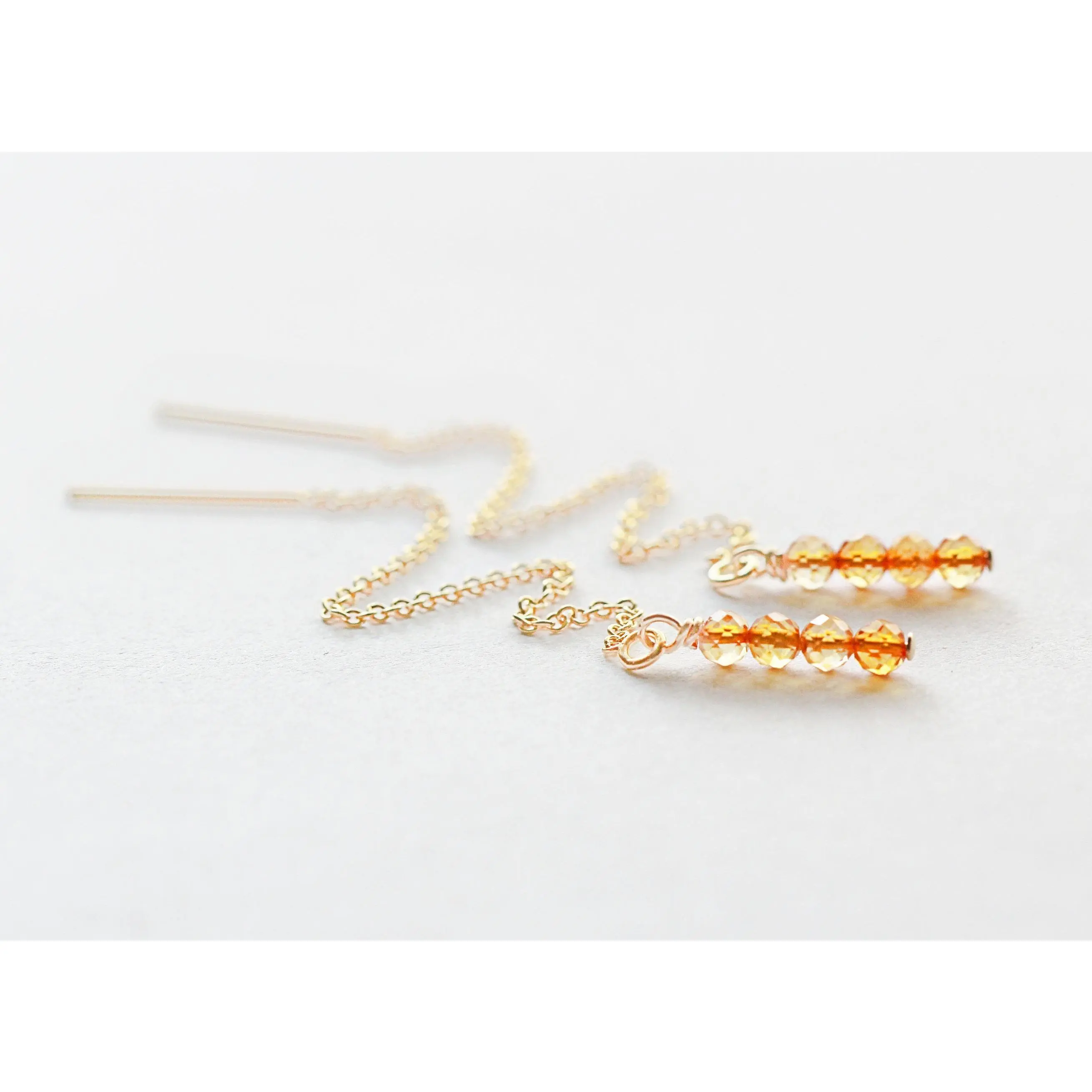 Citrine Threader Earrings - November Birthstone