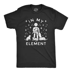 Mens In My Element Cats T Shirt Funny Cat Dad Hilarious Saying Graphic Tee for Guys Mens Funny T Shirts Cool Vintage Fashion T-Shirt Gift Classic Menswear Sarcastic Apparel for Men Funny Cat Short Sleeve Black