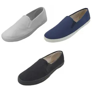 Men's Canvas Loafers Sneakers Slip on Fashion Twin Gore Boat Deck Shoes