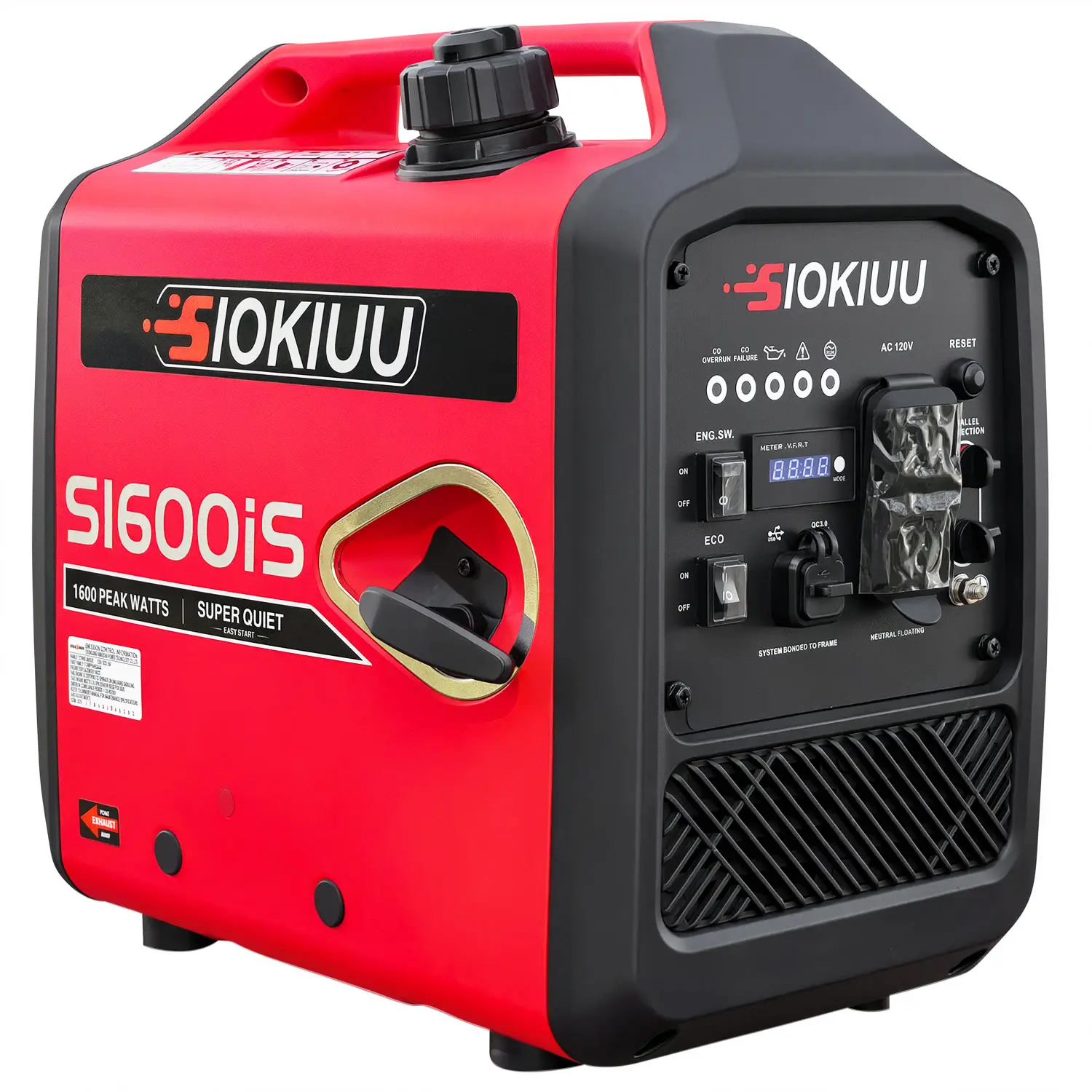 Portable Compact Gas-Powered Inverter Generator for Yard & Garden, 28 Lbs, 1600W Peak 1200W Rated, CO Detector, VFT Digital Panel, Home Backup & Outdoor Events Use