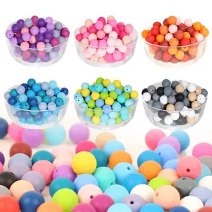 240pcs Silicone Beads For Keychain Making Kit 15mm Bulk 30 Colors Loose Round Rubber Focal Pens  Necklace Bracelet Art Crafts Diy
