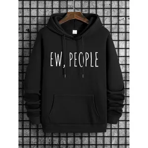 Men's Regular Fit Letter Print Drawstring Hoodie, Casual Long Sleeve Pocket Hooded Sweatshirt for Spring & Fall, Menswear for Daily Wear, Graphic Hoodie, Hoodies for Men,2000s Clothes Hoodie