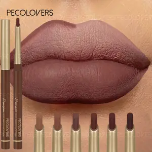 Red Brown Matte Lipliner Pencil Makeup Lipliner Red Contour Tint Lipstick Waterproof Long Wear Non-stick Cup For Shaping & Sculpting Lips