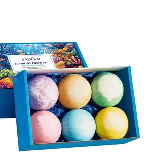 Ocean 6-Piece Aromatherapy Bath Salt Balls – Relaxing Spa Fizzies with Essential Oils, Deep Cleansing & Skin Smoothing, Gift Set for Women & Men