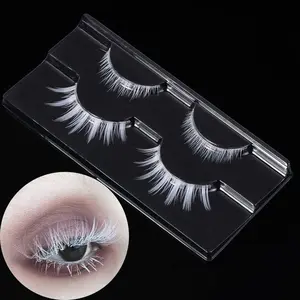White False Eyelashes - High Quality, Lightweight, Easy to Wear, Handmade, 2 Pairs for Upper & Lower Lashes, Perfect for Halloween, Fancy & Gentle