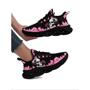 Women's Random Floral Print Lace Up Low Top Sneakers, Summer Comfortable Sports Running Shoes for Daily Wear, Walking Shoes for Students, Trainers Athletic for WomenGift