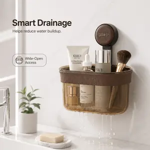 No-Drill Wall-Mounted Storage Box - Flexible, Removable Suction-Cup Organizer with Drainage Holes, Ideal for Small Item Storage in Kitchens, Bathrooms outdoorfun