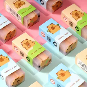 Random 12/36 pcs Cute Capybara Erasers - No-Crumb, Perfect for Office & School Supplies, Assorted Colors (Blue, Green, Yellow), School Supplies Essentials | Playful Design | Durable Erasers