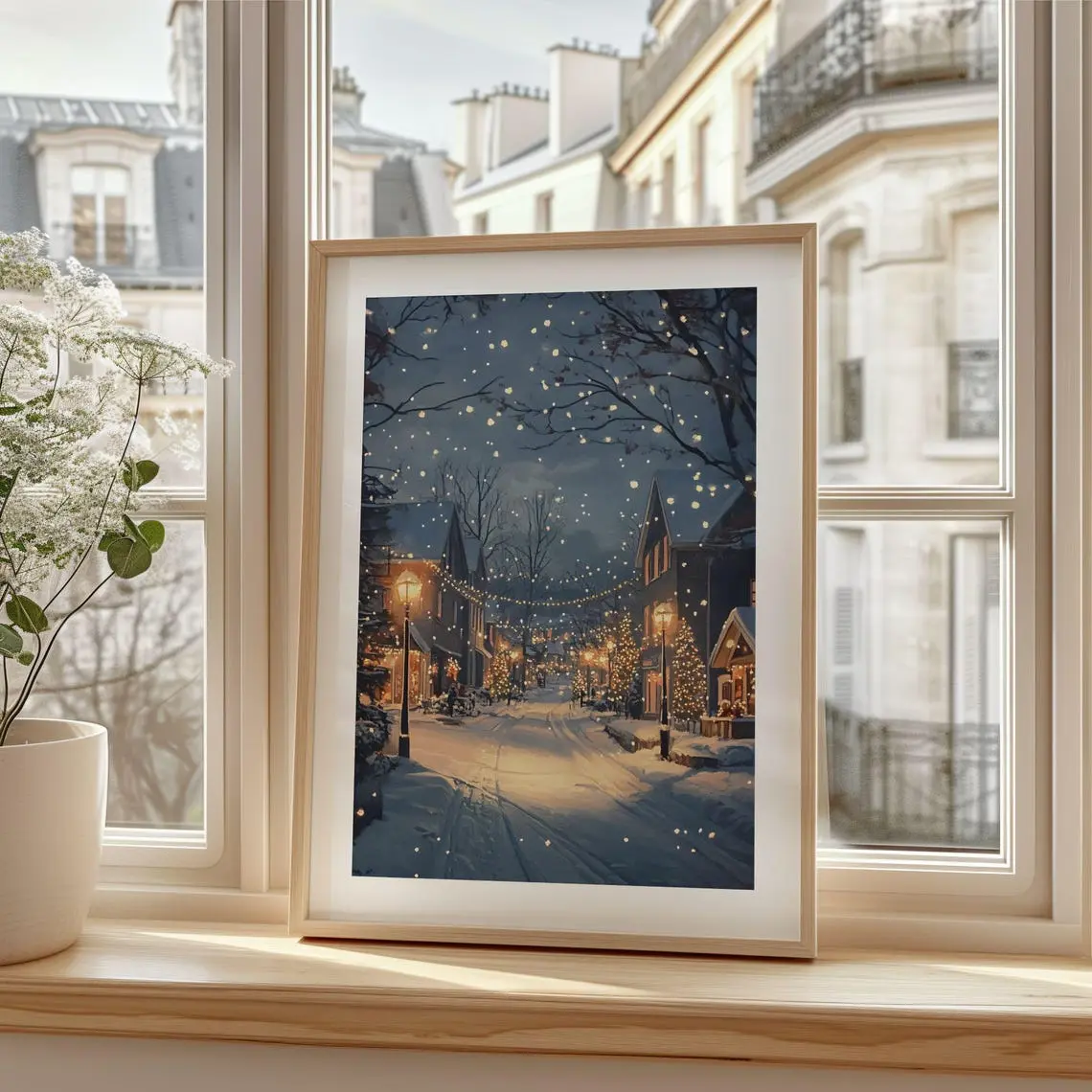 Classic Christmas Print Snowy Winter Holiday Print Moody Christmas Wall Art Vintage Christmas Poster. Retro Trendy Art Decor Poster, Unframed Poster