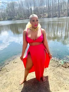 High Tide | Fuchsia Maxi Skirt Set with High Side Slits & Soft Jersey Bra Top