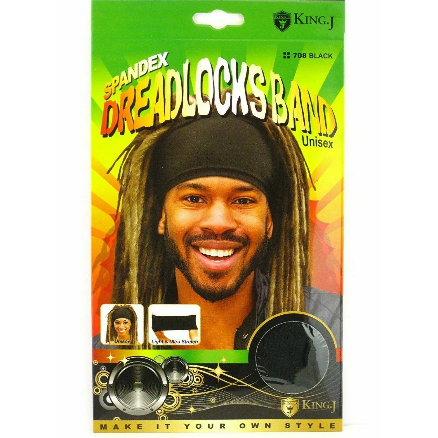 King J Cotton Dreadlock Bands Unisex  #708Black