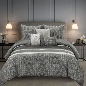 Trinity 6 Piece Comforter Set, Grey, Geometric Universal