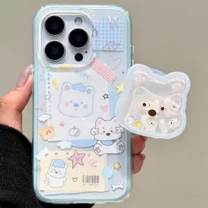 Shake Shake West Highland Magnetic iPhone 13 14 15 16 17 Pro Max Case Two-in-One AntiDrop Wrist Strap for Girls with Adorable Bear Design
