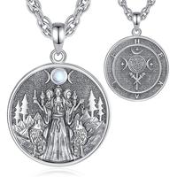 Double-Sided Triple Moon Goddess Moonstone Forest