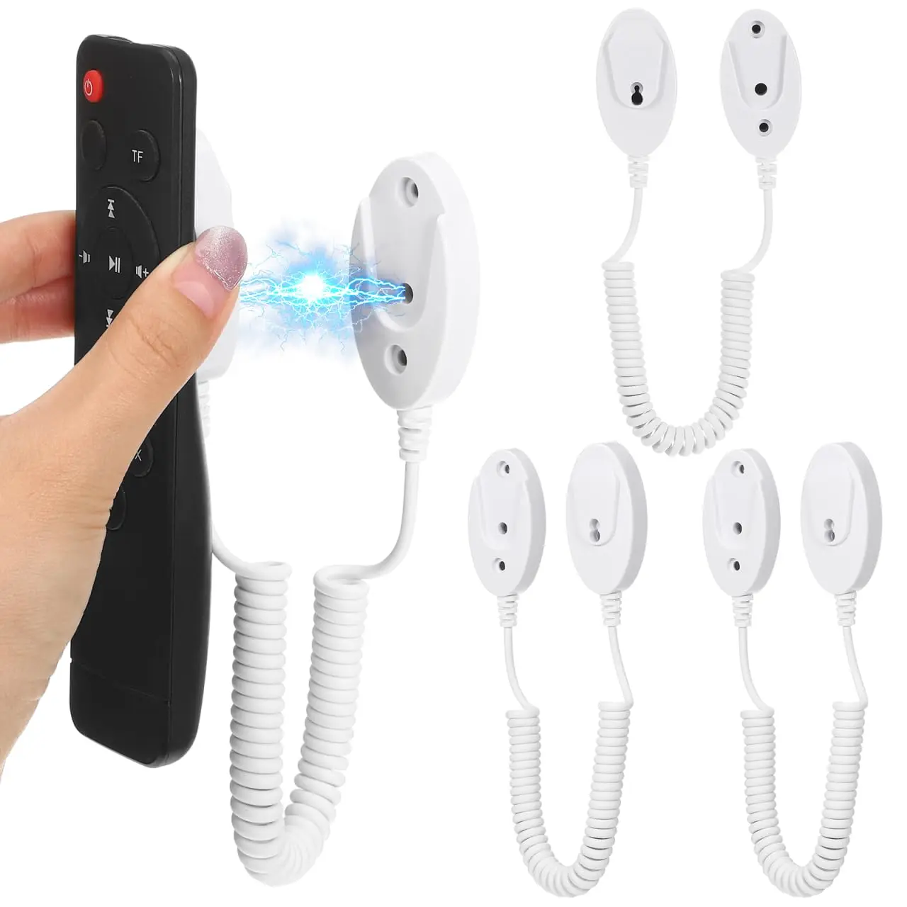 Retractable Remote Control Tether with Adhesive Holder - Magnetic  Anti-Theft Security Spring Cable for Tv Remotes and Other Small Devices